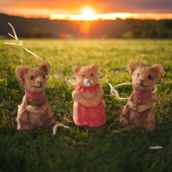 Vtg Mouse Ornaments Package Toppers MICRO MINI Lot of 3 Resin Christmas Mice. - Picture 15 of 16